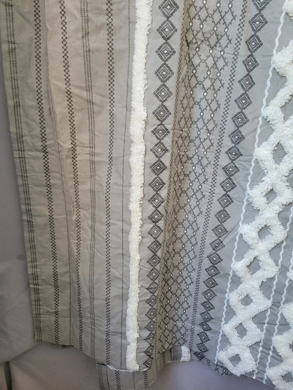 Ink + Ivy Imani Cotton Printed Single Curtain Panel Chenille Stripe Gray 50 x 95